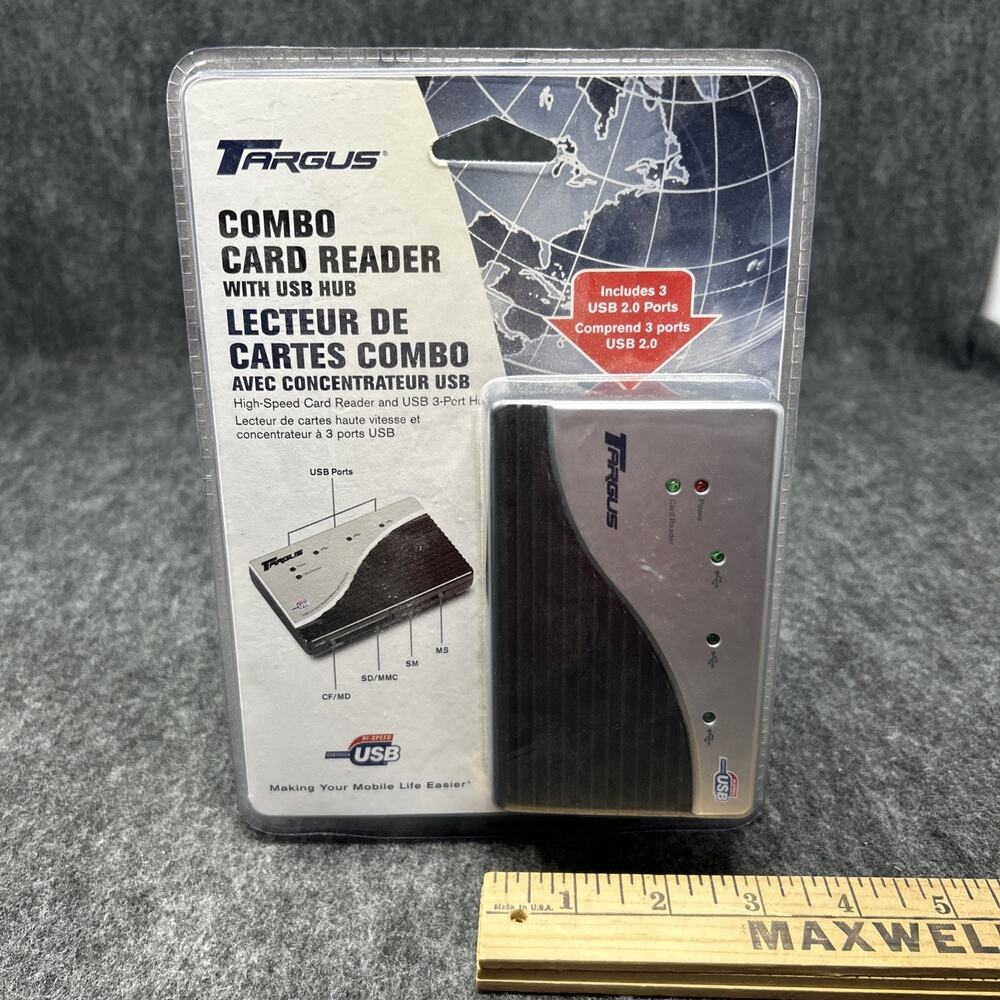 VTG Targus Combo Memory Card Reader USB Hub High-Speed 3-Port CF SD MS SM NEW